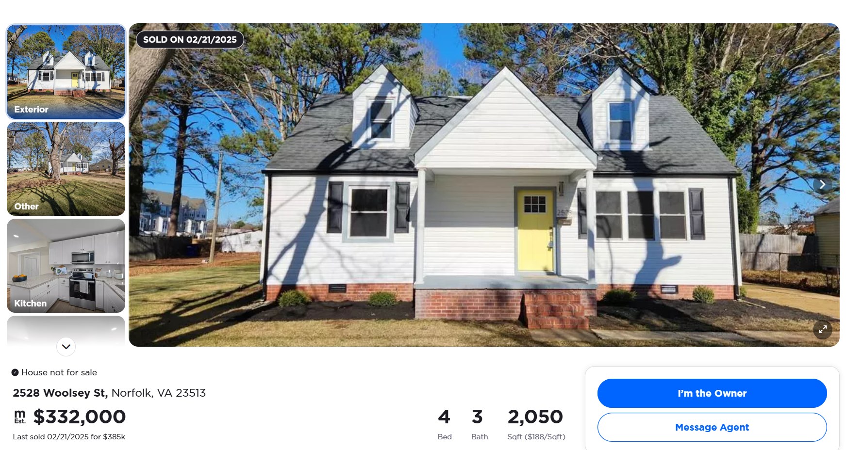 Single-family home match example